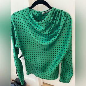 Green polka dot top from Zara